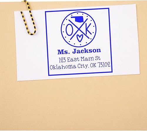 Miniatura 116 de Texas State Love - Sello de dirección cuadrado, uso con almohadilla de sellos, sello de correo de Texas, tamaño 1-5/8 pulgadas Manija