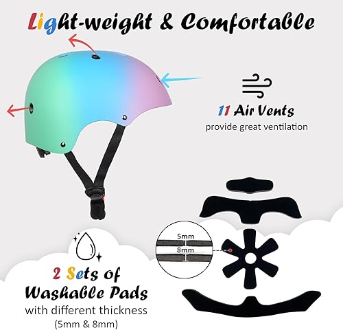 Miniatura 60 de Casco de bicicleta para niños, ajustable y para múltiples deportes, 3 tamaños que van desde niños pequeños hasta jóvenes Azul,Negro,Gris,Azul