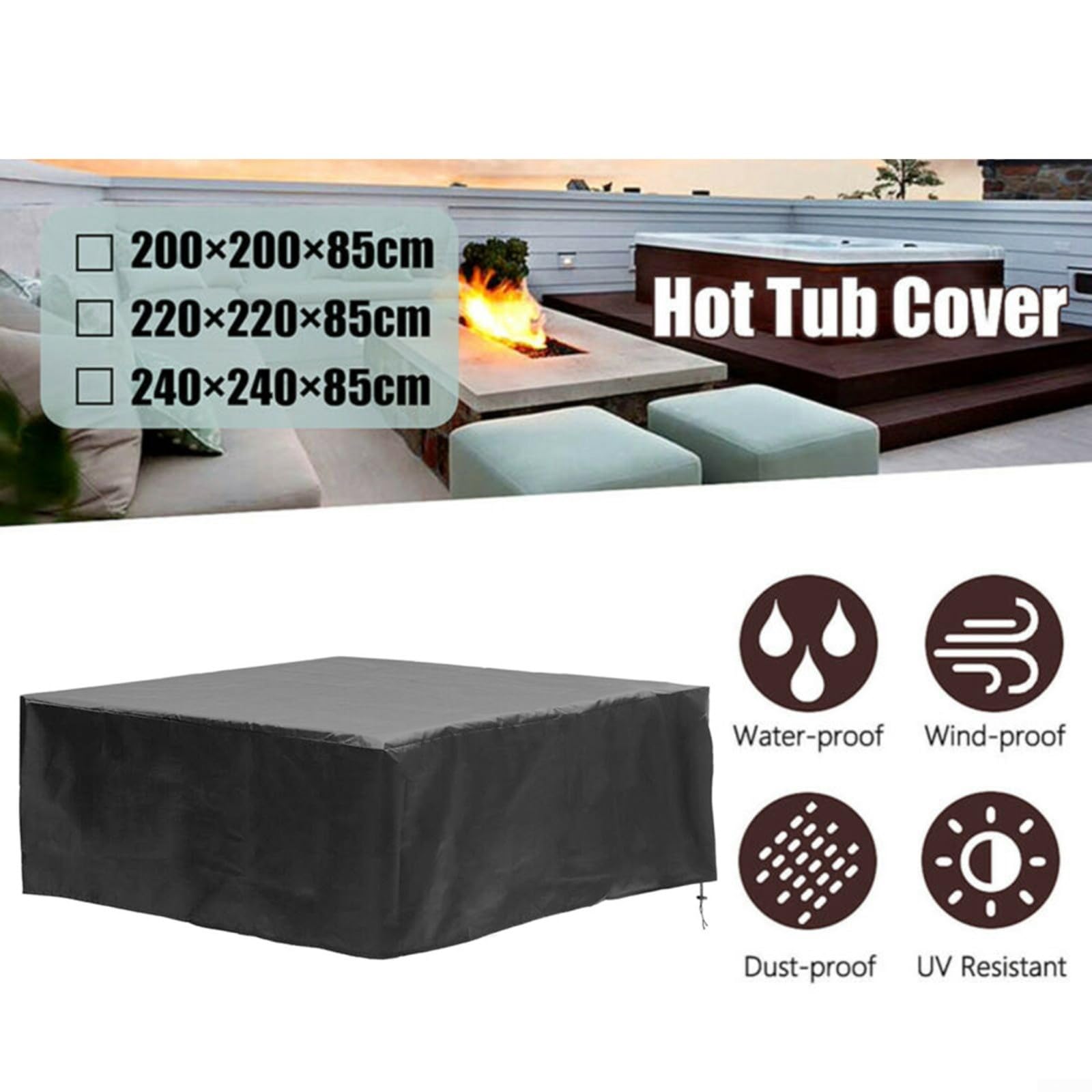 pour couverture de Protection Carrée pour Spa Anti-Poussière 200x200cm(240 * 240 * 85cm)