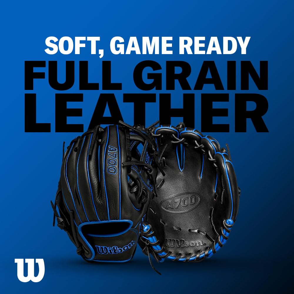 Wilson A700 Guanto da baseball campo esterno 12,5" (31,75 cm) nero argento arancio lancio mano destra