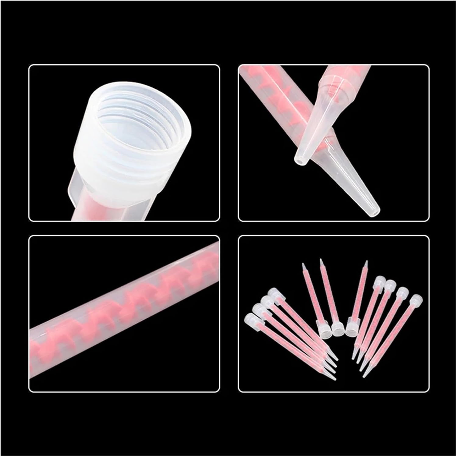 100pcs Dual Barrel Mixing Nozzle Static Mixing Nozzle Epoxy Mixing Tube Suitable for 200mL and 400mLDual Cartridges