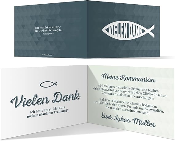 30 X Kommunion Dankeskarten Danksagungskarten Danksagung Kommunionskarten Moderner Jesus Fisch Amazon De Burobedarf Schreibwaren