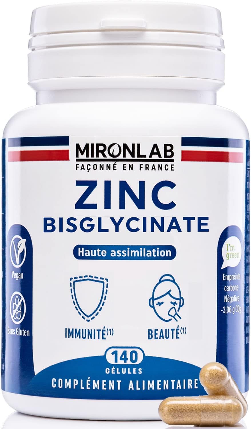 ZINC Bisglycinate Naturel 40mg + Vitamines B2 B3 B6 Dosage Optimal