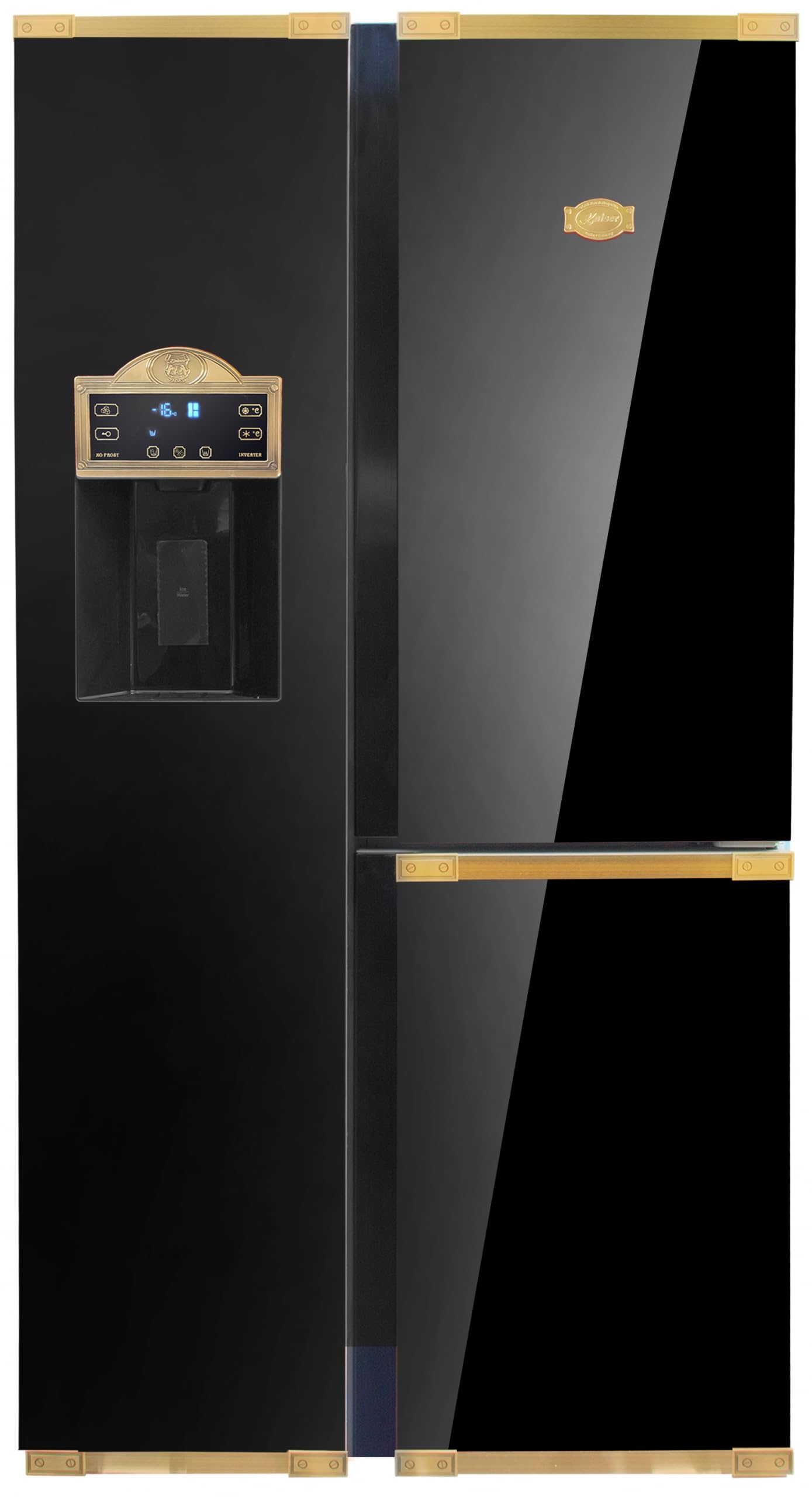 Kaiser Side-by-Side lodówka KS 90300 AD Bio • Art Deco lodówka/zamrażarka 538L • No Frost • System Fresh ICE • sprężarka inwerterowa • szary kolor szklany Antique Gold