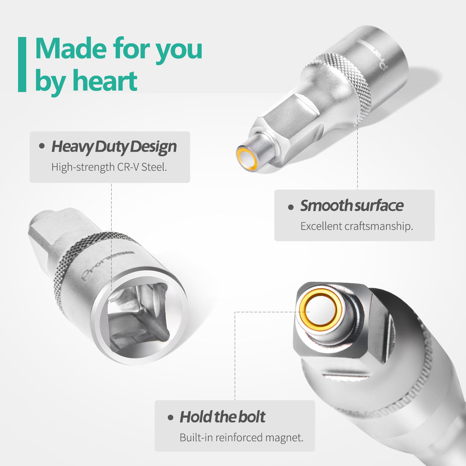 Snapklik.com : Pronese 3 Pcs Magnetic Socket Adapters 1/4