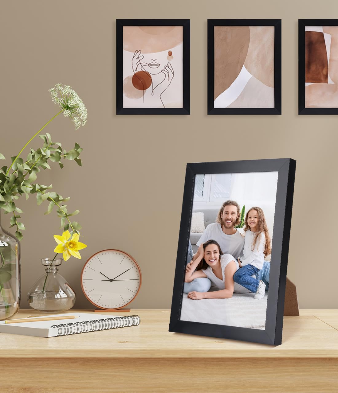 8 Stück Bilderrahmen 10x15 cm, Schwarz Bilderrahmen mit Acrylglas für Wand- und Tischaufstellung, 10x15 cm Portraitrahmen Fotorahmen für Wohnzimmer, Schlafzimmer, Arbeitszimmer - Schwarz
