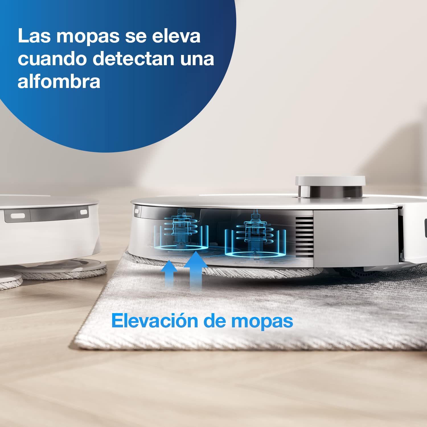 ECOVACS DEEBOT T20 Omni Robot Aspirador y fregasuelos, 6000Pa, Lavado con mopa giratoria con Agua Caliente, función de elevación y autosecado de fregonas, autovaciado, detección de obstáculos 3D