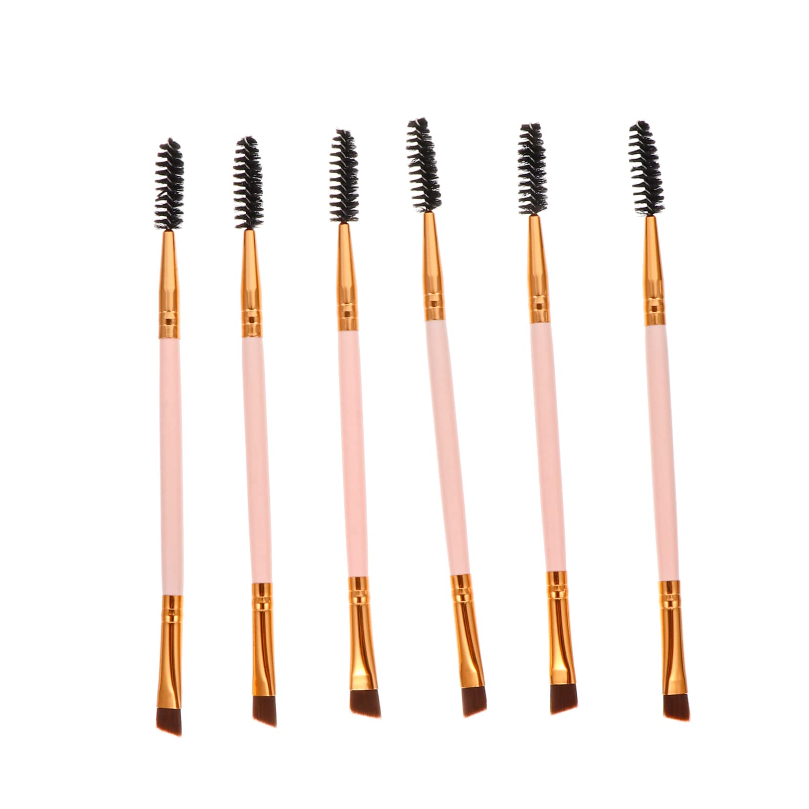 Baluue Elegant 6pcs Eyebrow Brush Set Dual-ended Lash Brow Spoolie Ideal for Makeup Artists Beginners