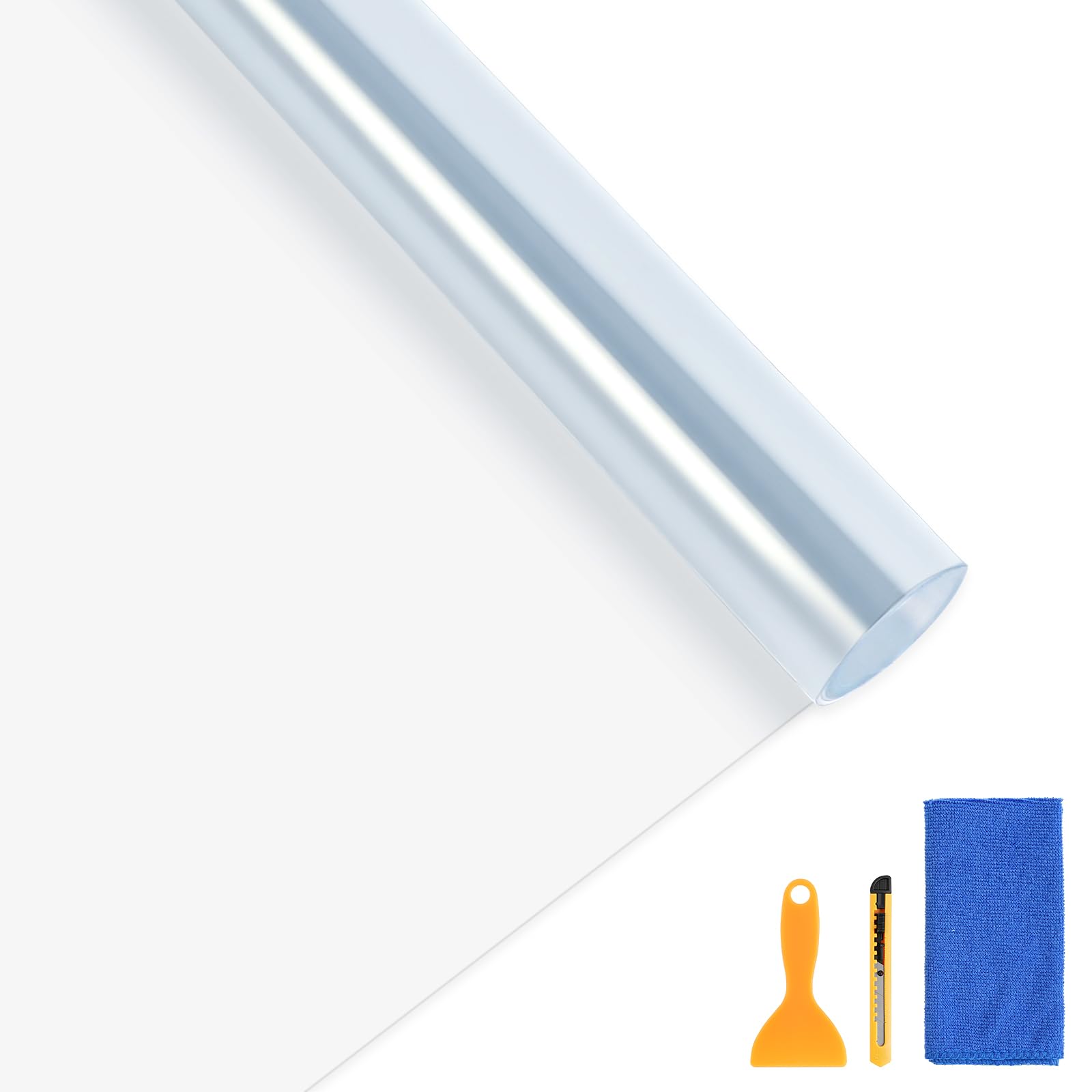 DiULi Pellicola Adhesiva per Auto, Moto, Bici 30x152 cm - con 1 Raschietti in Plastica, 1 Taglierino (Colore Casual) + 1 Asciugamano, Trasparente, Autoadesiva, Protettiva per Vernice