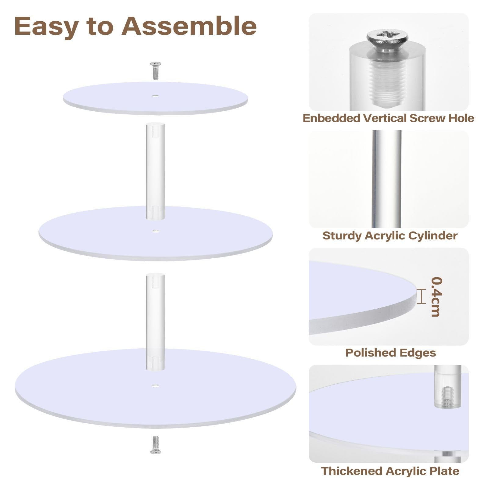 Zathe Lavender Purple Acrylic Circular Tray Spill-Proof Three-Layer Display Trays Store Sundries In The Entrance Hall