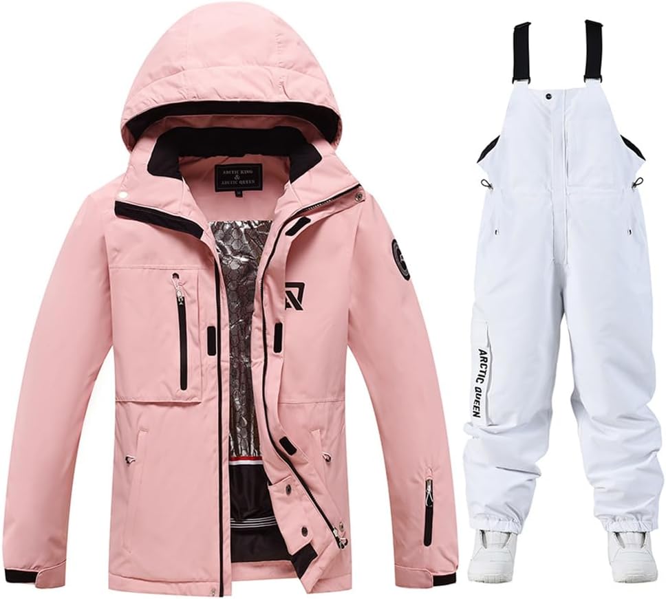 男性女性冬スキースーツセット防水防風スキージャケットとストラップスノーパンツXL 男性女性冬スキースーツセット防水防風スキージャケットとストラップ