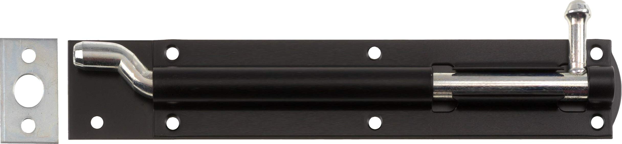 Dale Hardware Black & Silver 8" Inch - 200Mm Necked Tower Bolt Black Japanned