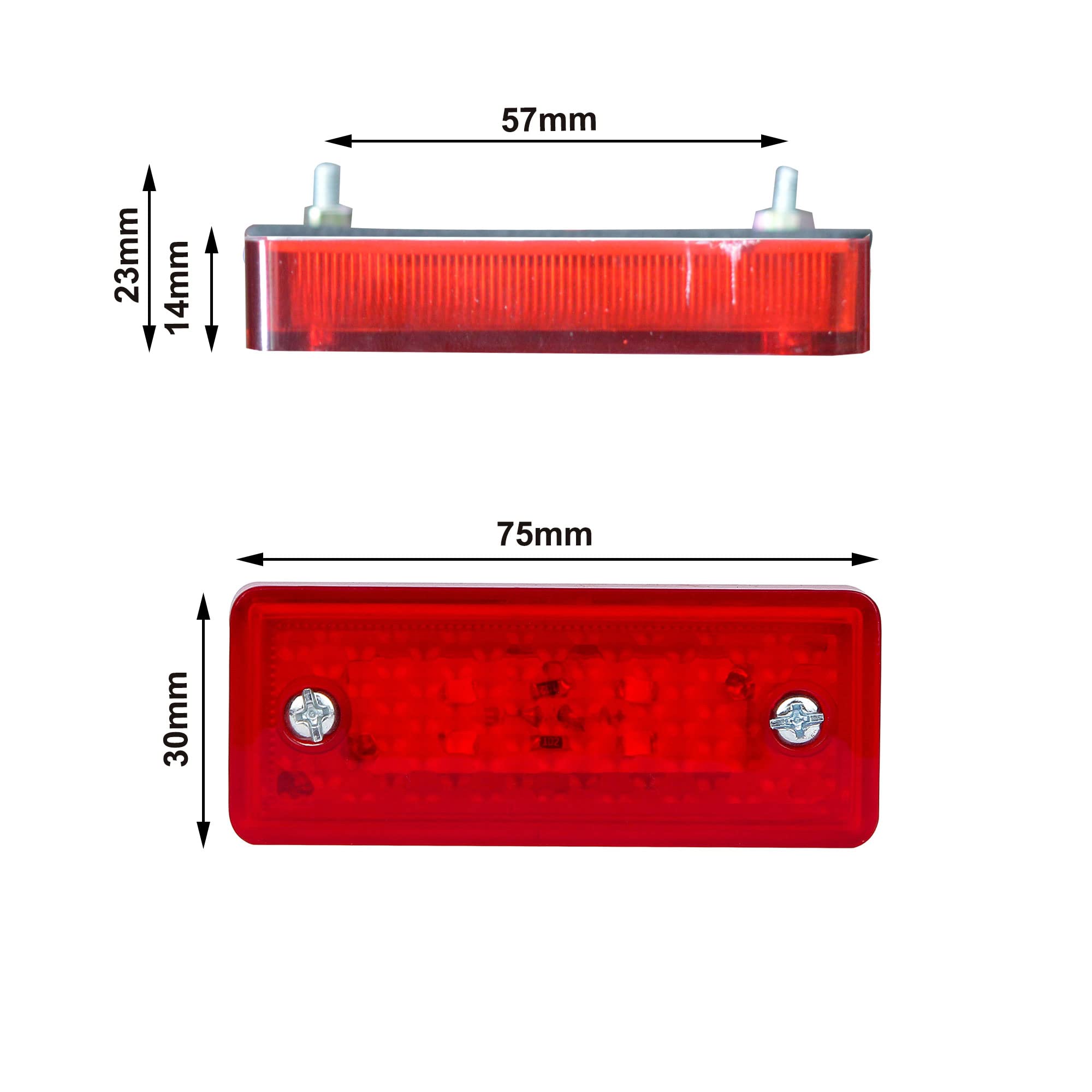 10 pezzi di luce di posizione da 3 pollici 4 luci di posizione rettangolari a LED lato rimorchio luci di posizione a goccia rosse luci di posizione a LED rettangolari, 24v (rosso/trasparente)