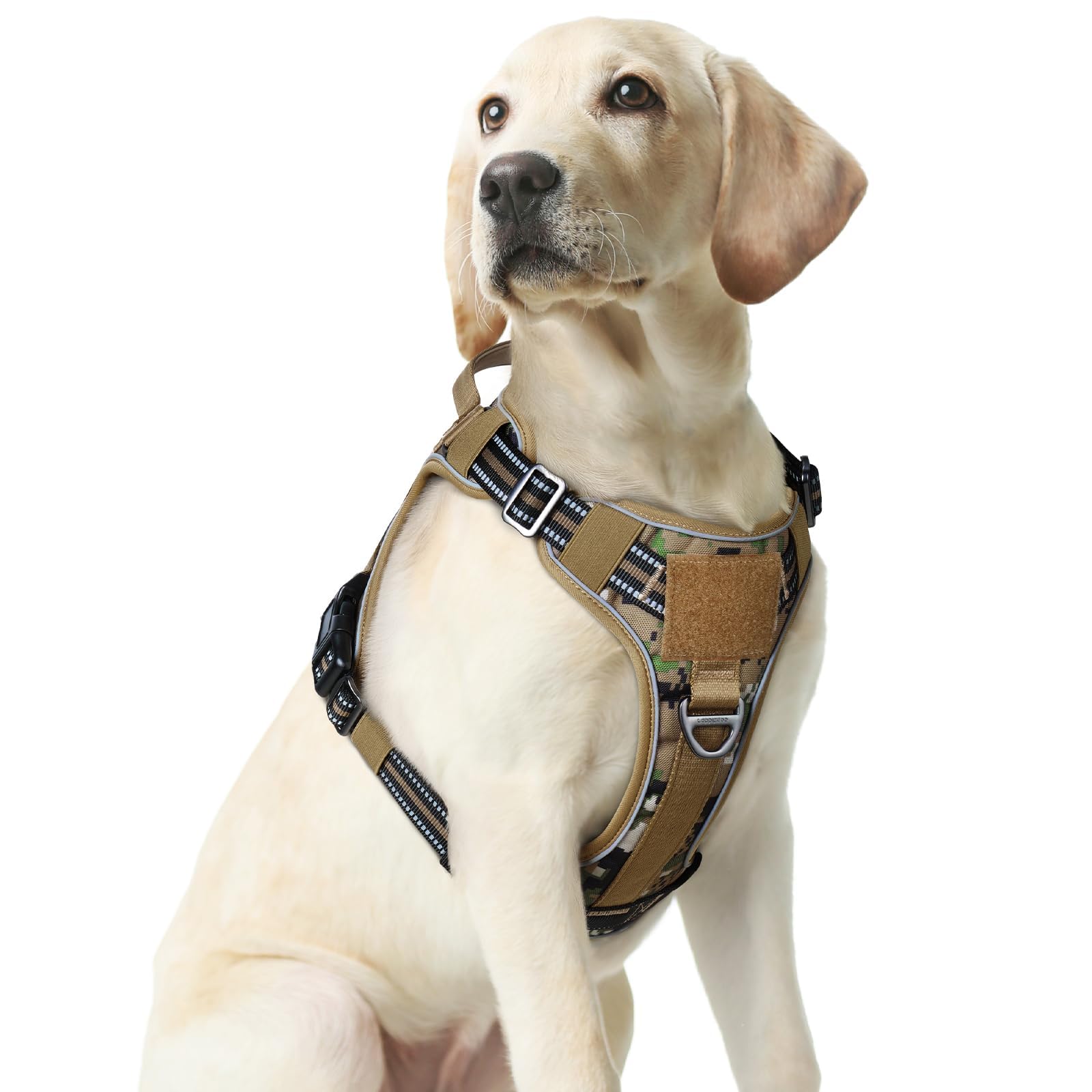 rabbitgoo Dog Harness Medium Sized No Pull, Tactical Service Pet Vest with Molle and Control Handle, Adjustable and Reflective Military Harness for