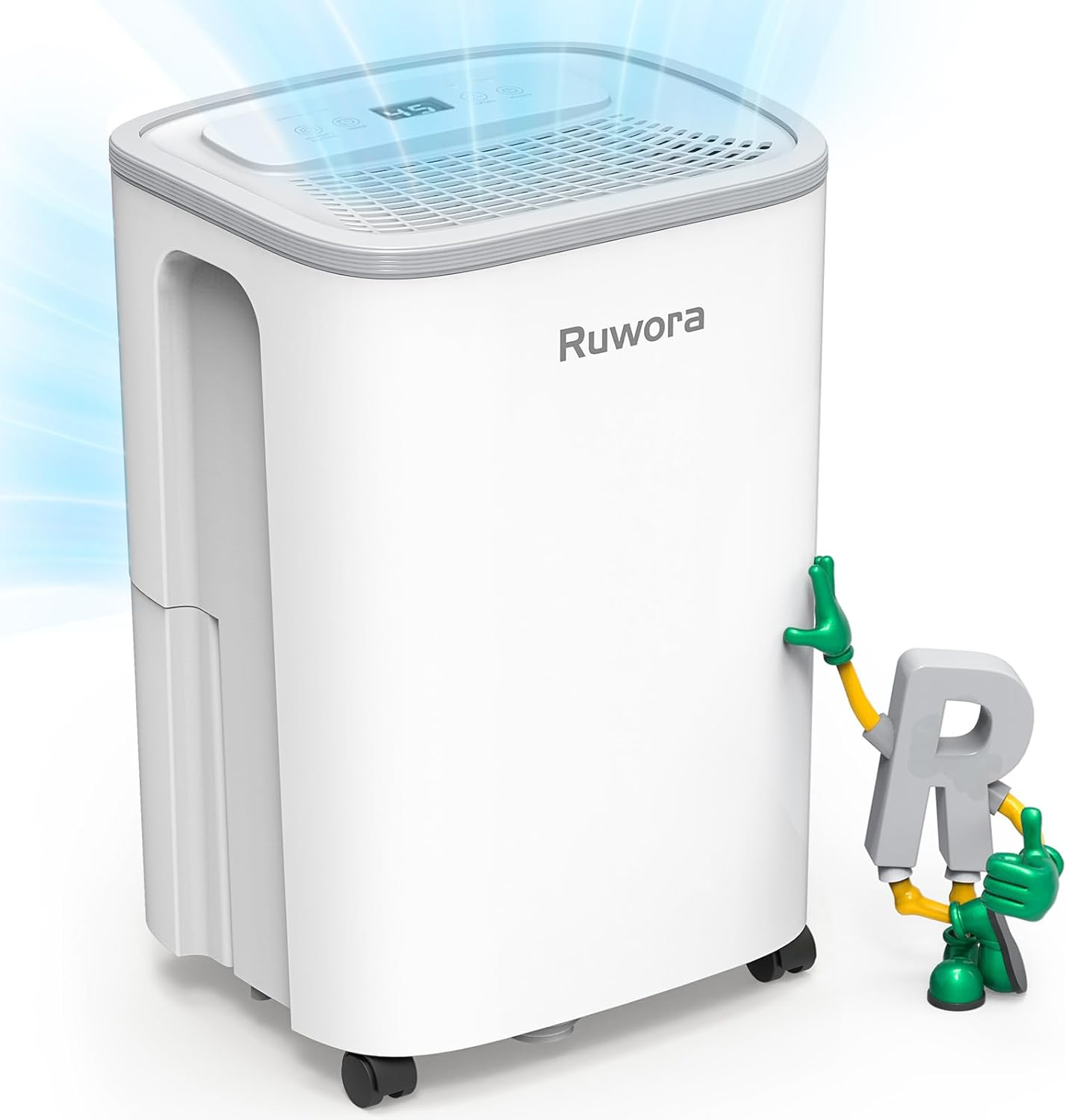 Dehumidifier for Home, Dehumidifier 4500 Sq.Ft 50 Pint, Dehumidifiers with Drain Hose, 0.66 Gallon Water Tank, RUWORA Dehumidifiers for Basement Bedroom Bathroom, Overflow Protection, 24H Timer