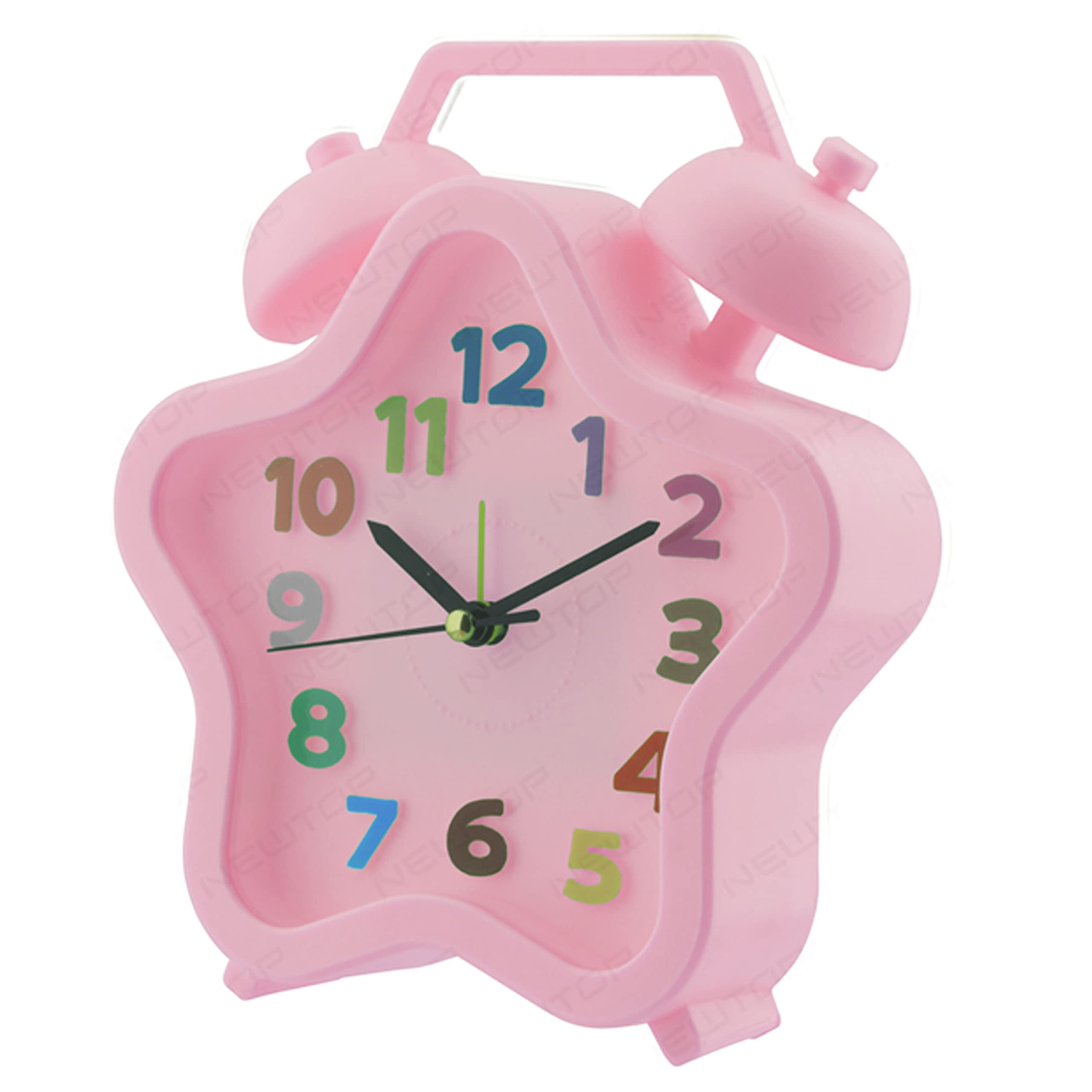 NEWTOP Orologio Sveglia Beep Colorata Stella in Plastica Allarme Tasto ON OFF Movimento al Quarzo Silenzioso Continuo da Tavolo Comodino Analogica Senza Ticchettio per Bambini Adulti (Gialla