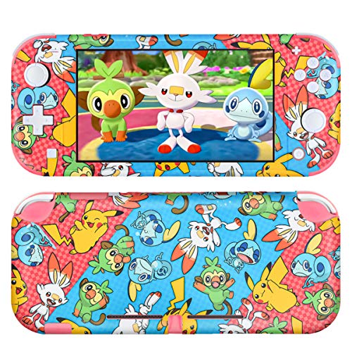DLseego Switch Lite Skin Sticker,Mignon Animal Autocollant de Film de Peau D'enveloppe Complète Durable Ensemble Complet de Protection Anti-Rayures Accessoires pour Switch Lite - Pokémon