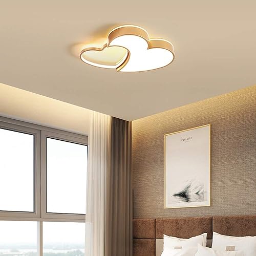 Miniatura 4 de ZHYH LED Heart-Shaped Ceiling Lamp Dimmable Gold Lamp Used in Childrens Room Kindergarten Childrens Girl Bedroom