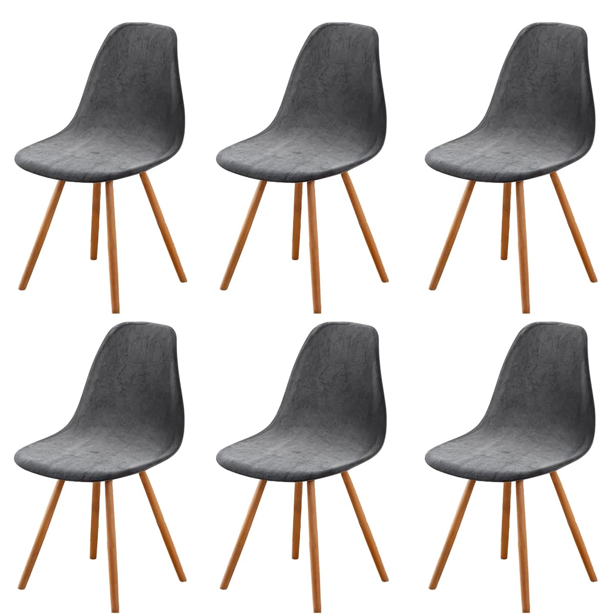 Housses de chaise bleu paon en velours élastique lavables pour cuisine et bureau (Lot de 6)