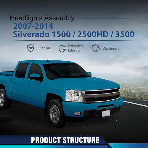 Miniatura 9 de PIT66 Faros delanteros, compatibles con Chevy Silverado 2007-2013 1500 2500 3500 y HD (para 2500HD3500HD, ajuste 2007 nuevo estilo de carrocería y