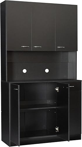 Miniatura 5 de Voohek 71 Kitchen Pantry Cabinet with 6 Doors 3 Shelves and 1 Drawer Freestanding Versatile Wardrobe Cupboard Laundry Room Storage Black