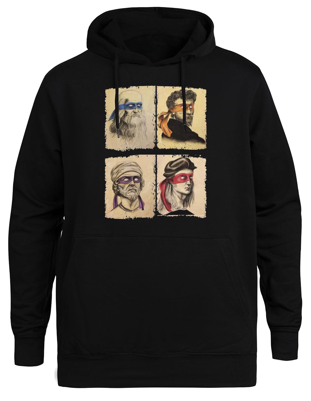 Tortugas Renacentistas Ninja Artistas Sudadera con Capucha Negra Unisex Chaqueta Ecológica Unisex Black Hoodie Eco-Friendly Hooded Jacket