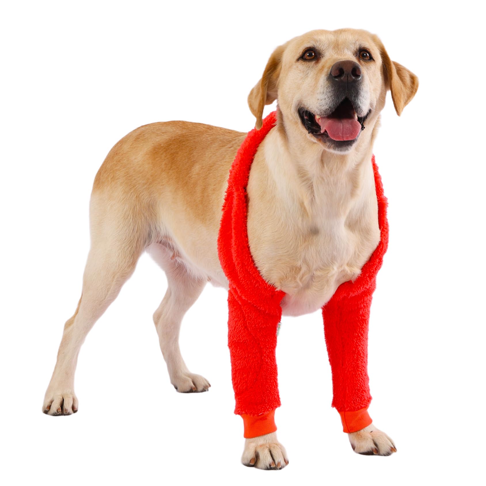 LovinPet Dog Front Leg Warmers for Medium Large Dogs Double-Sided Fleece Elbow Knee Sleeve Adjustable Recovery Leg Protector