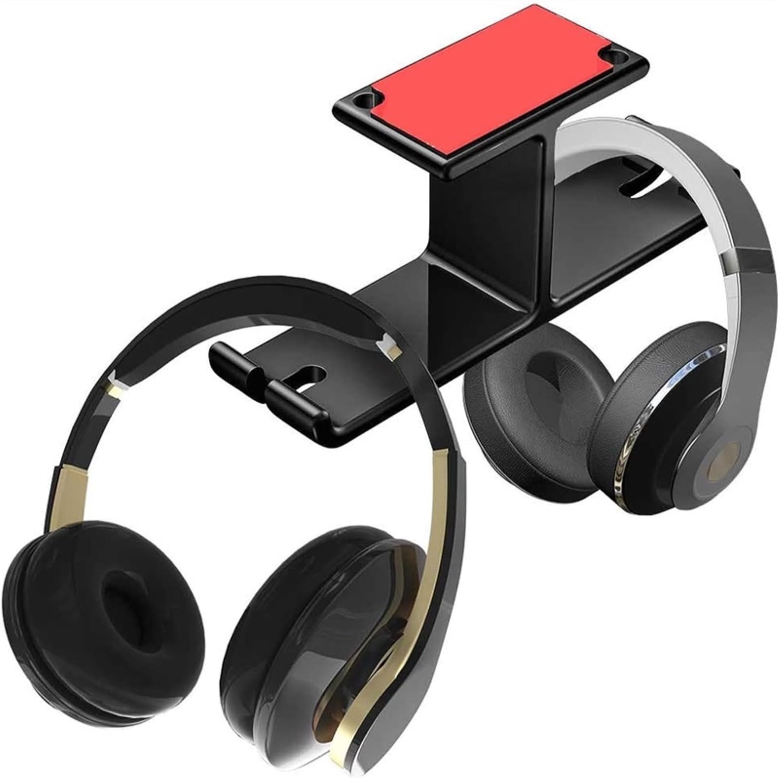 Gaming Accessori sotto Il Gancio da Scrivania Adesivo Adesivo in Alluminio Doppio Supporto per Cuffie Accessori per Giochi per PC Stand Over-Ear da Gioco(Black)