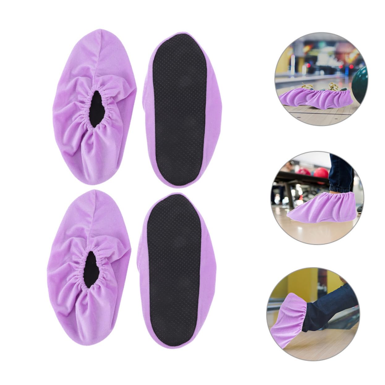 POPETPOP Bowling Shoe Covers Women 2 Pairs Felt Protector Indoor Shoe Covers Black Practical Bowling Equipment