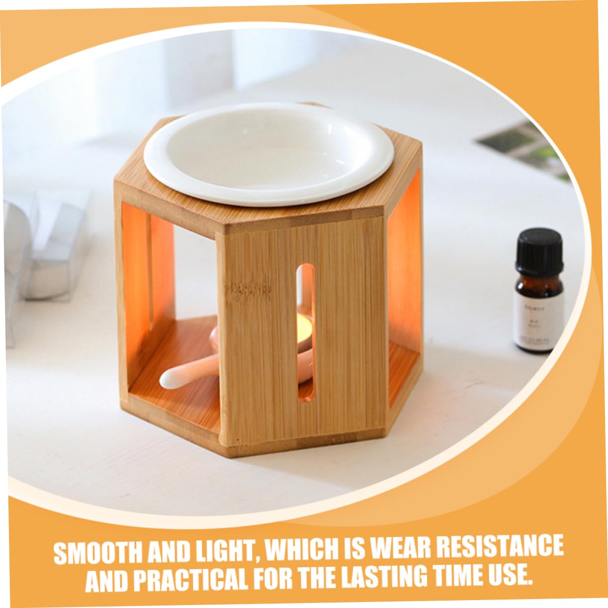 Keramische Duftlampe mit Teelicht Aromabrenner aus Bambus Braun Dekorativ und Robust für Yoga Raum und Küche