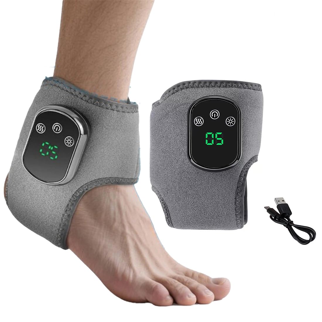 3-in-1 Ankle Kompressionsmassagegerät mit Wärme- & Vibrationsfunktion – lindert Brennen, Kribbeln & Taubheit – verstellbare Intensität – für Zuhause & Büro – ideal für Diabetiker & Senioren