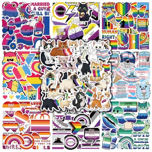HIUHIUBO 600 Pcs Assorted Pride Stickers Bulk LGBTQ Diversity Flag Decals for Water Bottle Laptop Skateboard Waterproof Vinyl Mixed All Kind of Pride Stickers LGBTQ Month Party Favors Community