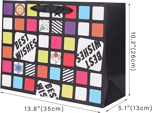 Miniatura 2 de Lyforpyton Bolsa de regalo grande con papel de seda de 13.8 pulgadas, bolsa de regalo negra para hombres y mujeres cumpleaños