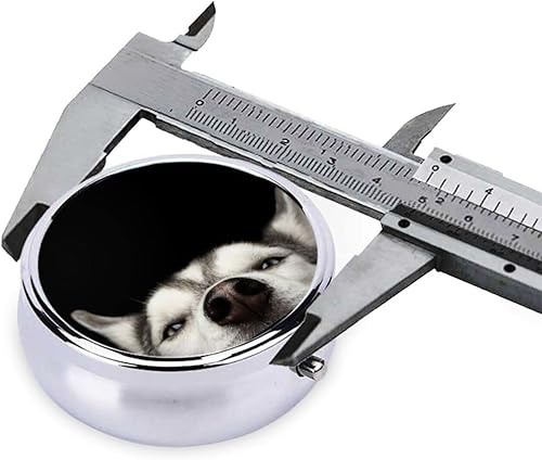 Miniatura 4 de Pastillero redondo para perros Husky, organizador de píldoras de viaje, contenedor de pastillas pequeño de 3 compartimentos para bolso o bolsillo,