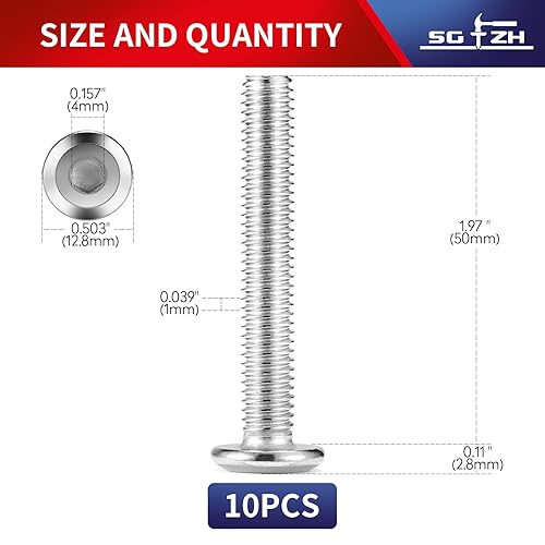 Miniatura 78 de Tornillos hexagonales de cabeza plana M8 x 0.984 in, acero inoxidable 304 18-8, rosca completa (con llave hexagonal)