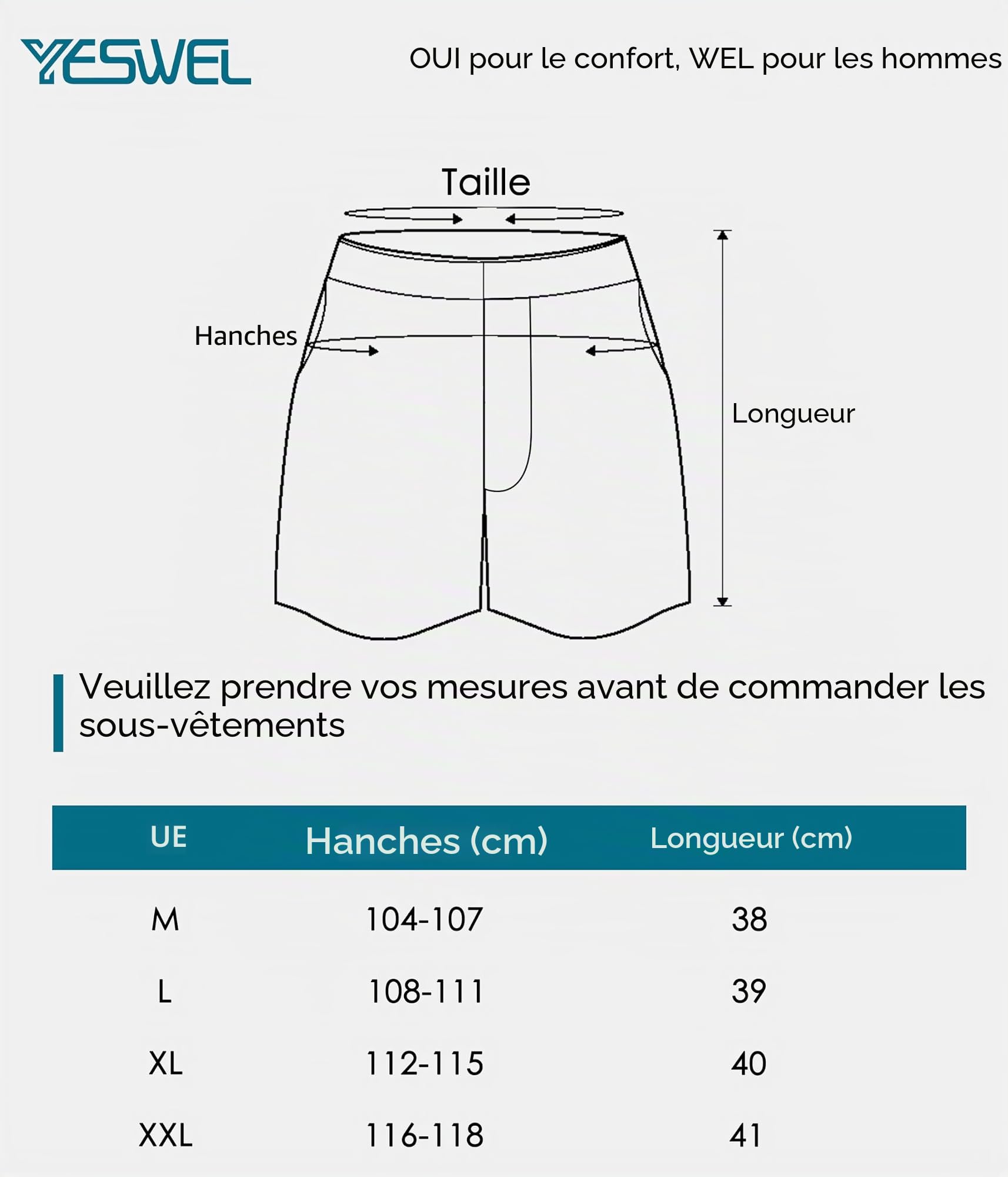 YESWEL Calecon Homme Lot de 6, Boxer Coton Respirant, Caleçon Long et Doux Style Rétro, Idéal pour la Maison et Les Voyages (M-XXL)