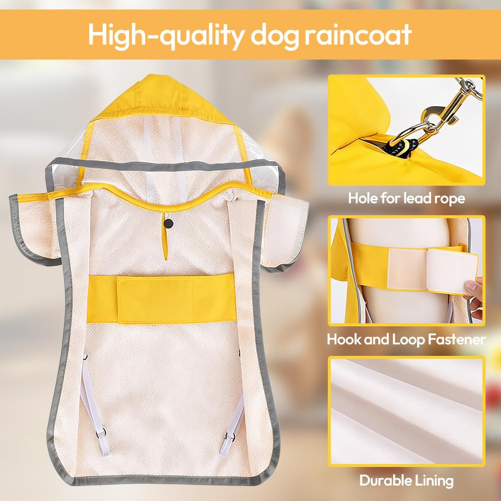 Manteau de pluie pour chien - Imperméable - Avec capuche et bandes réfléchissantes - Veste de pluie réglable pour chiens de petite, moyenne et grande taille (S)