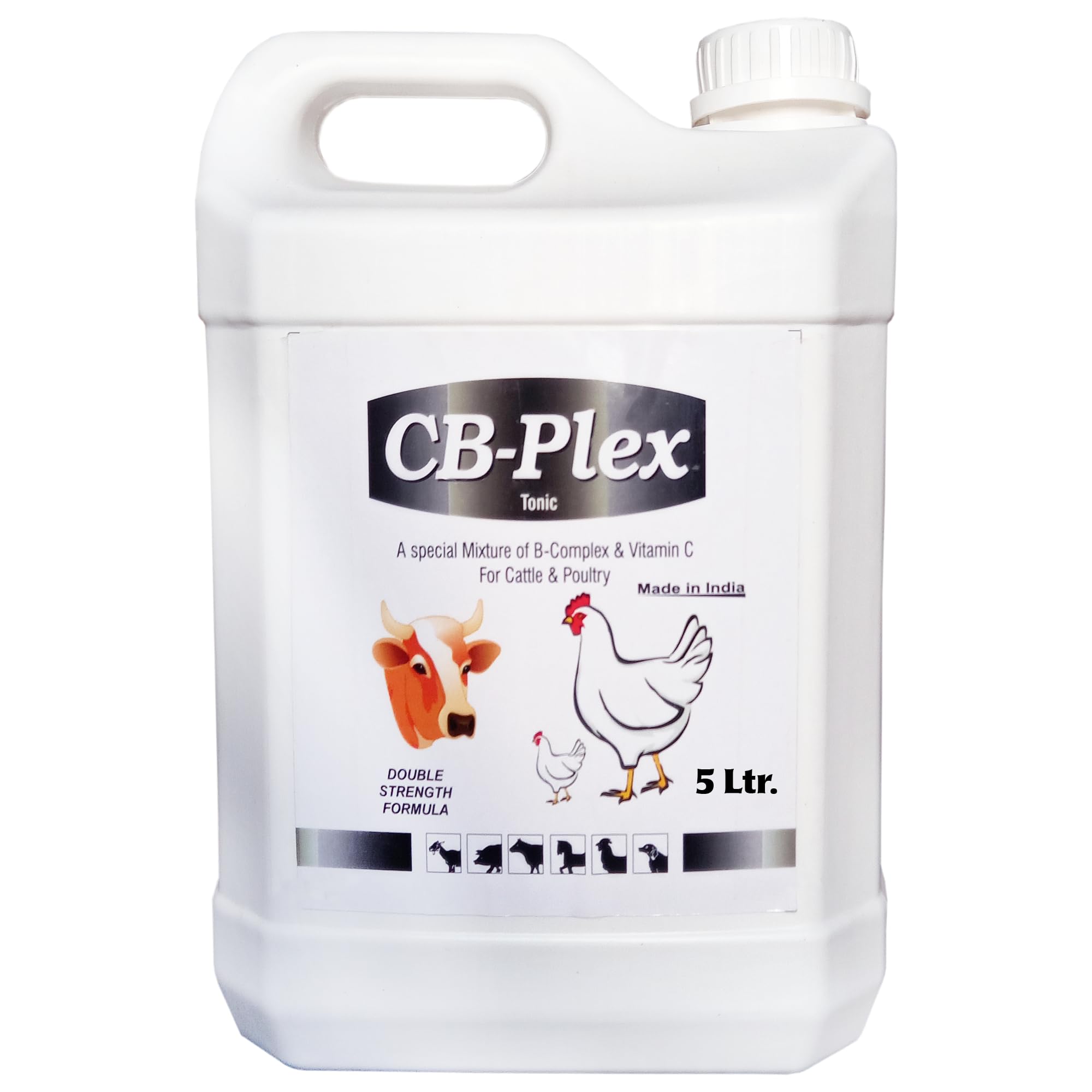 REFIT ANIMAL CARE Vitamin C and B Complex Liquid Tonic for Poultry, Chicks Birds and Farm Animals, 5 LTR, CB Plex