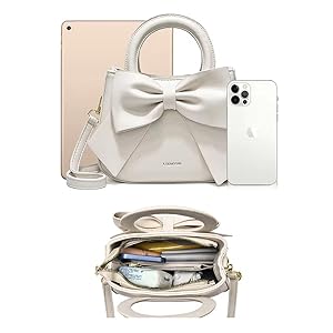 Women's Girls Bowknot Shoulder Bag Handbag, PU Leather