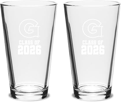 KH Sports Fan Georgetown Hoyas Class of 2026 Deep-Etched Pint Glasses, Set of 2, 16 oz