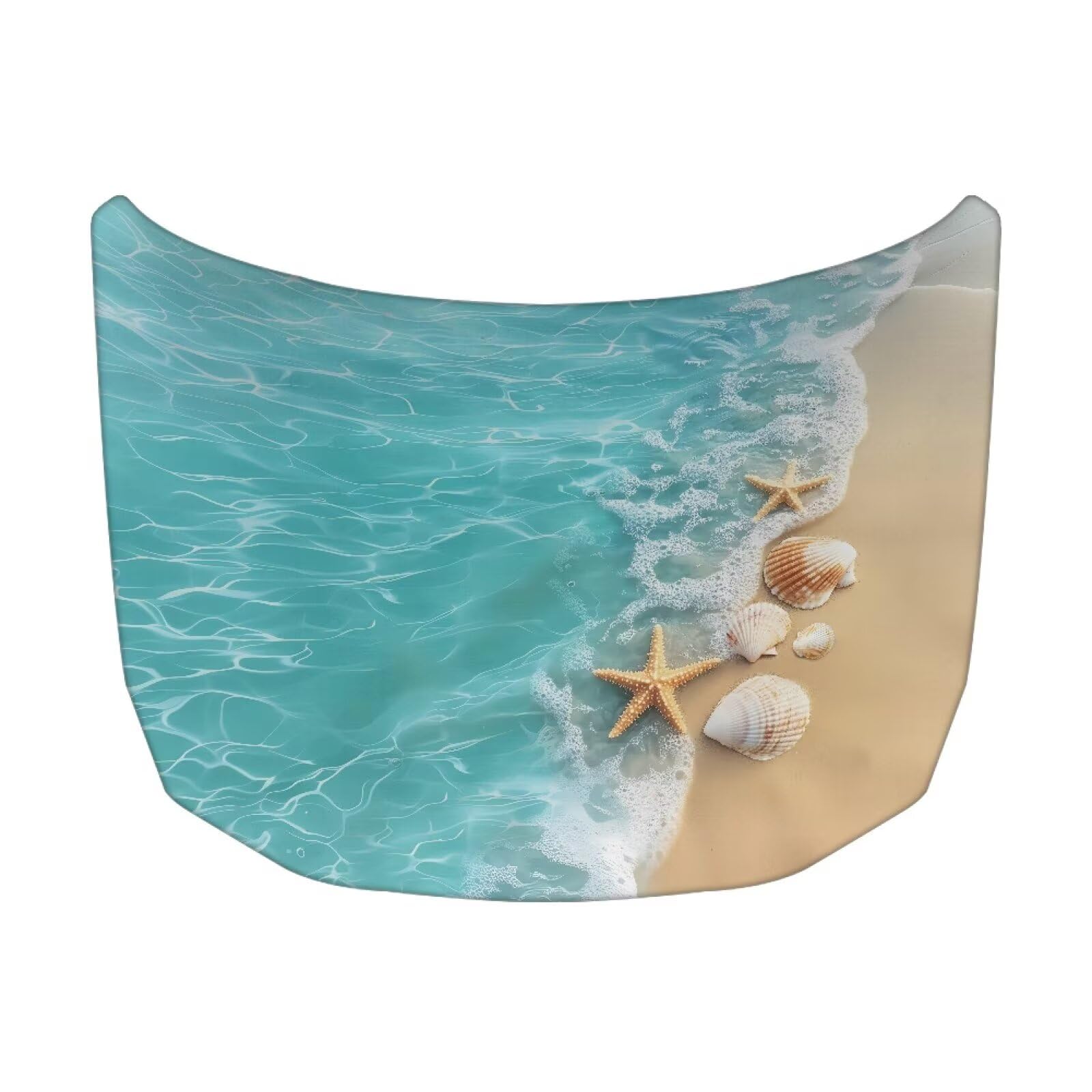 Beach Starfish Shells Hood Cover for Car SUV Sedan Truck, Waterproof Elastic Polyester Car Hood Protector, Automotive Exterior Decorative Accessories for Summer