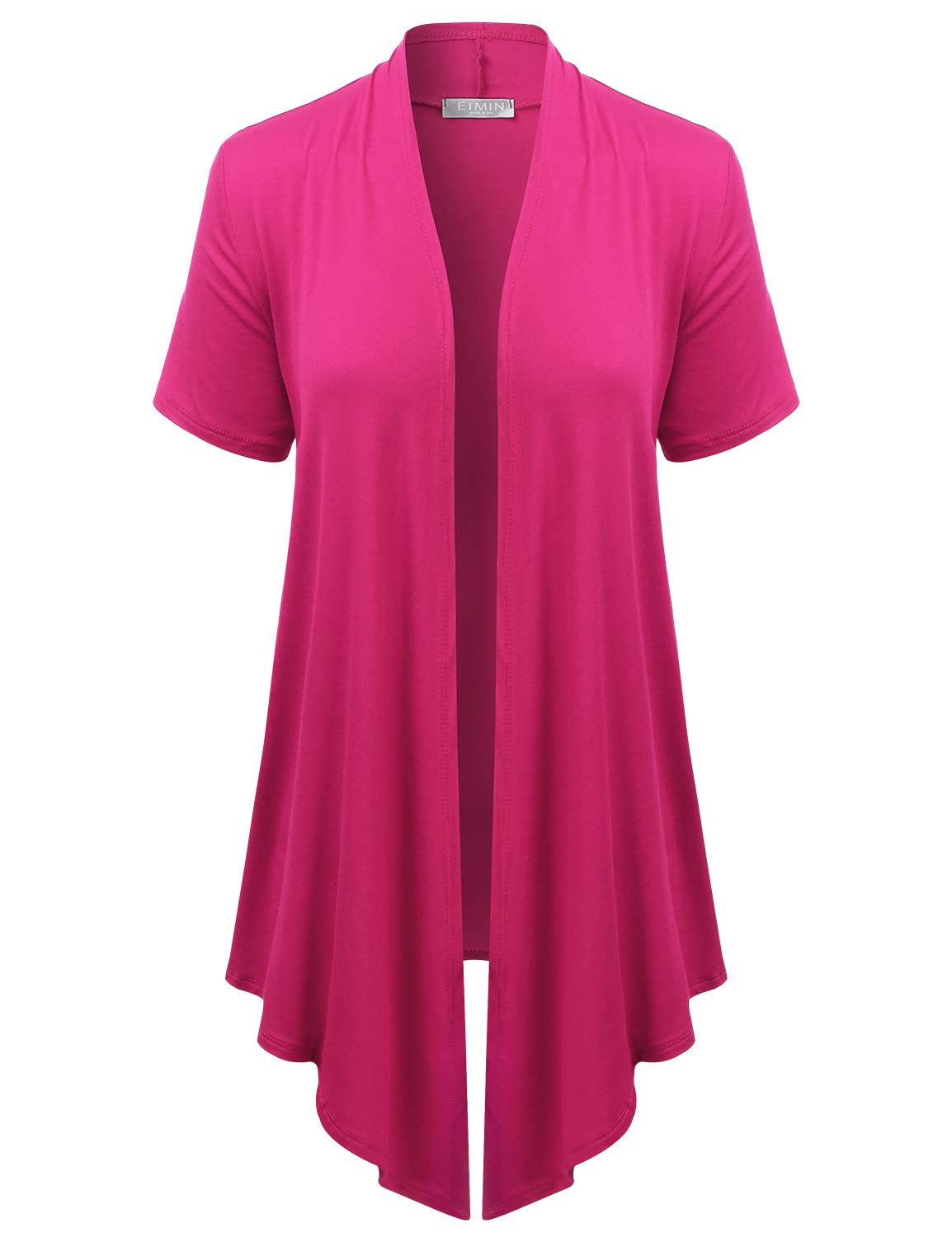 EIMIN Women's Basic Solid Short Sleeve Open Drape Front Jersey Cardigan (S-3XL)