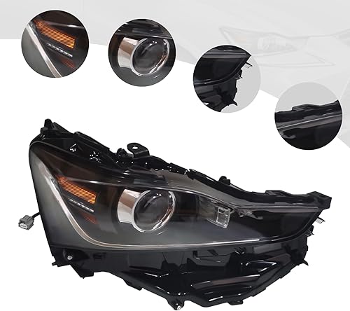 Miniatura 6 de TBVECHI Faros delanteros, faro delantero del lado del pasajero LED de barra de luz negra, faros delanteros de repuesto para Lexus IS300 IS350