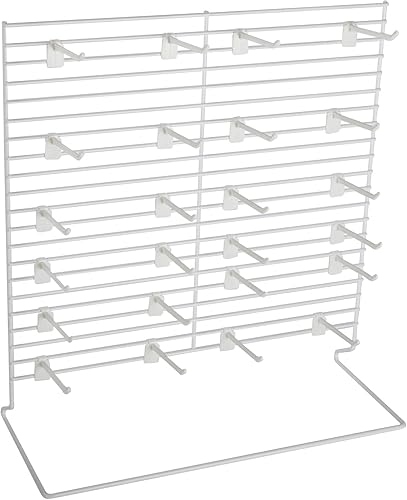 Miniatura 3 de SSWBasics Estante de encimera de alambre blanco de 24 clavijas, 18 pulgadas de ancho x 20 pulgadas de alto, estantes de exhibición para vendedores,