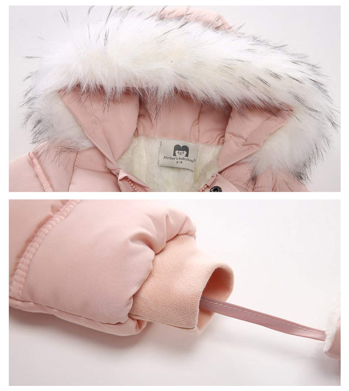 Verve Jelly Infant Baby Girls Goys Winter Snowsuit Zipper Down Hoodie Romper Footie Jumpsuit Coat + Guantes