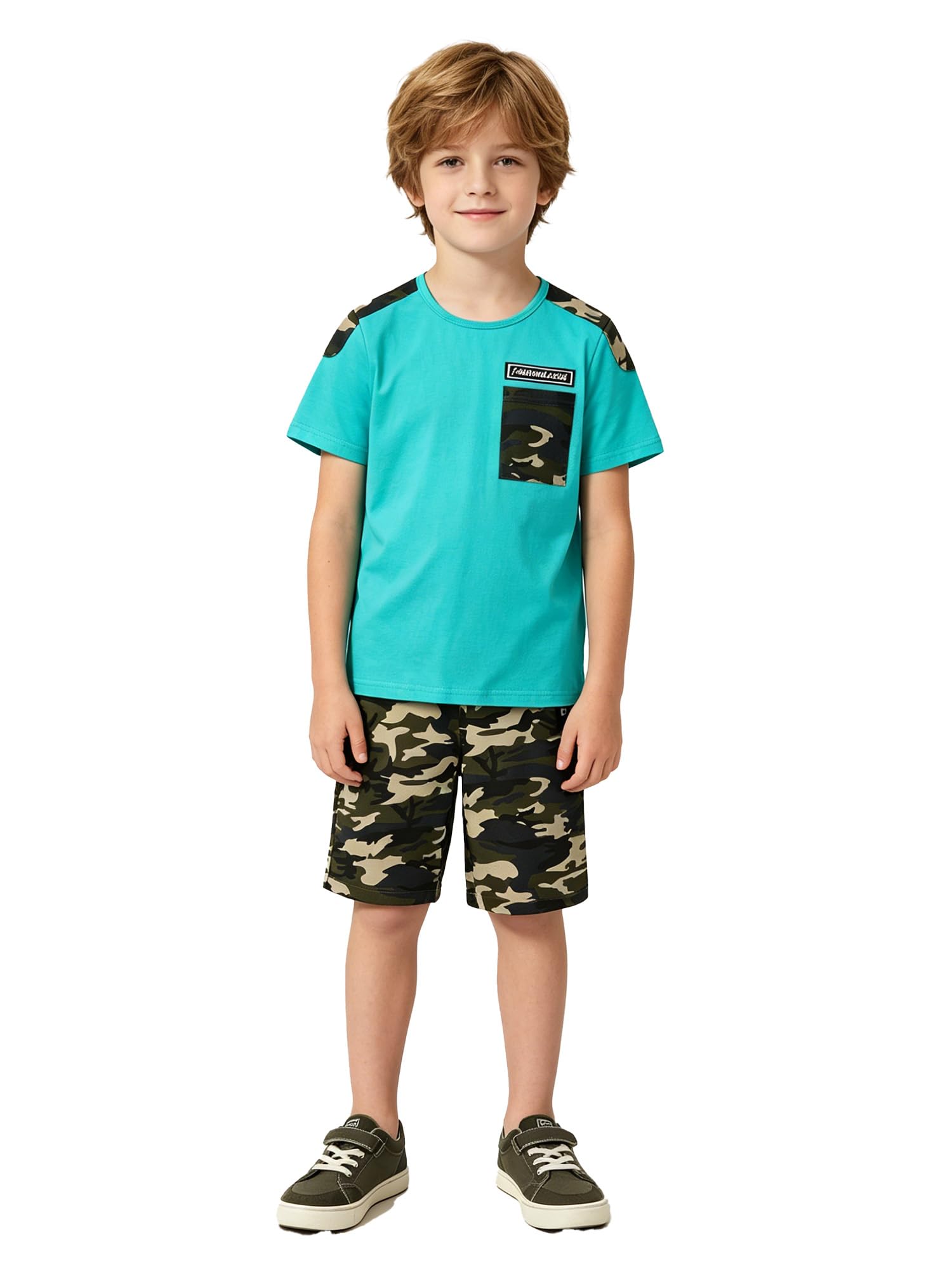 Ensemble de survêtement Camouflage pour Enfants 2 pièces T-Shirt à Manches Longues + Pantalon Camo