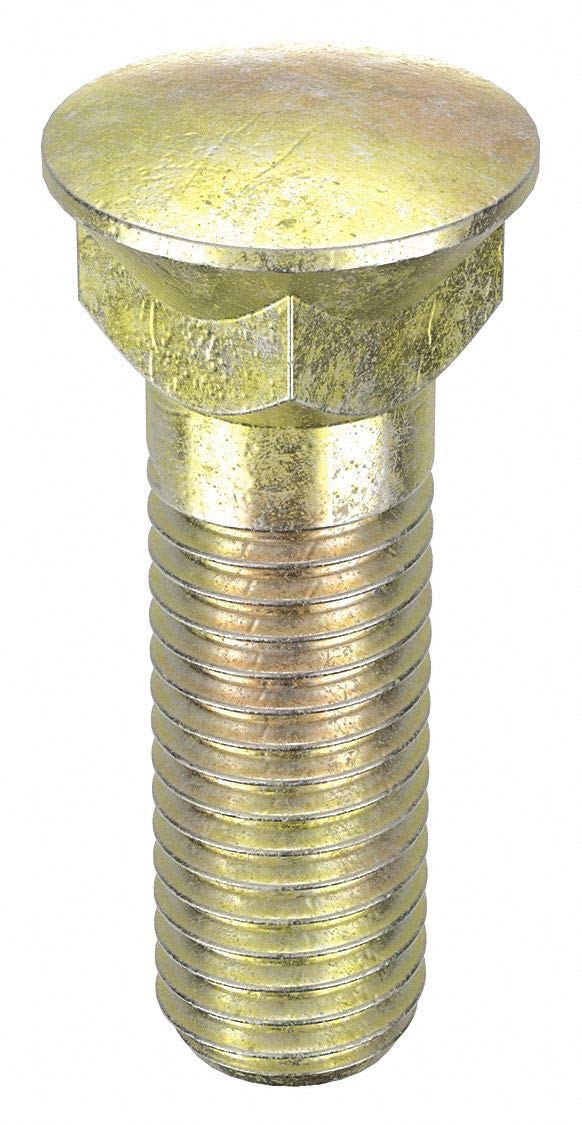 5/8Inch-11 Alloy Steel Square Neck Plow Bolt, 2 1/4 Inl, 10 Pk, Grade 8, Zinc Yellow Finish,20400007027