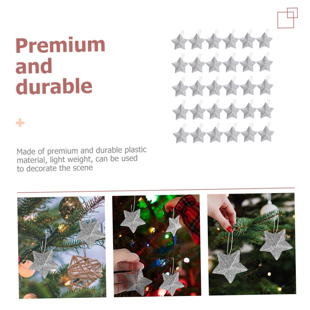 Cabilock 120 Pz Albero di Natale pentagramma stelle di natale stelle ornamenti da appendere all'albero di ciondoli stella di forniture per feste ciondoli per