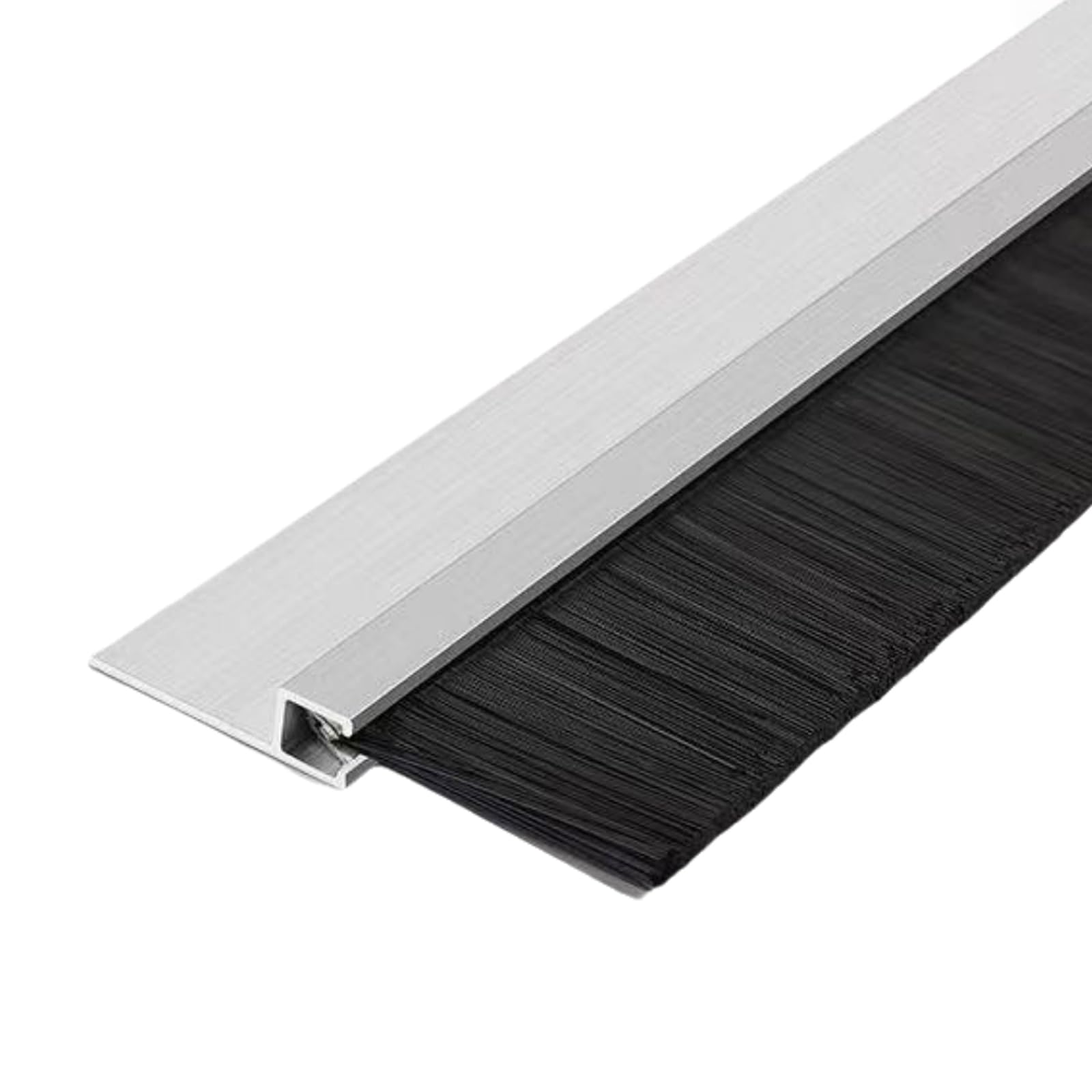 Aluminum Alloy Base Nylon Brush， Door Draught Excluder Brush Strip H/F/T-Type Aluminum Alloy Silver 10-300mm(Silver-h Type,110mm)