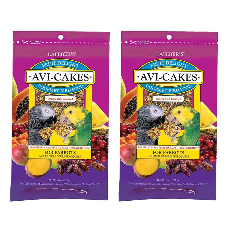 LAFEBER'S Fruit Delight Avi-Cakes Pet Bird Food, Made with Non-GMO and Human-Grade Ingredients, for Parrots (8 oz Pack of 2)
